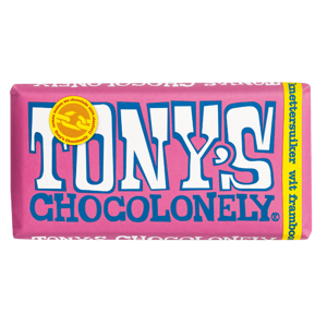 Tony 's  Chocolonely Biela čokoláda, maliny a praskajúci cukor 180 g