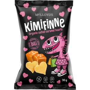 Kimifinne Snack srdiečka slaný karamel BIO 30 g