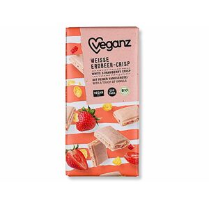 Veganz Biela čokoláda s jahodami a chrumkami BIO 80 g