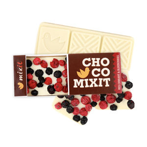 Mixit Čokoláda Mini - Biela s červeným ríbezľami a čučoriedkami 50 g