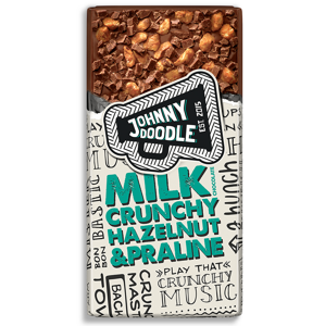 Johny Doodle Mliečna čokoláda, lieskové orechy a pralinky 150 g