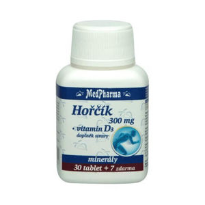 MedPharma Horčík 300 mg + vitamín D3, 37 tabliet