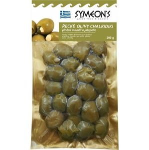 Symeons Zelené olivy plnené mandlí, jalapeňo 200 g