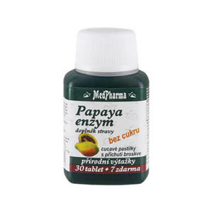 MedPharma Papaya enzým - cmúľacie pastilky bez cukru 37 tabliet