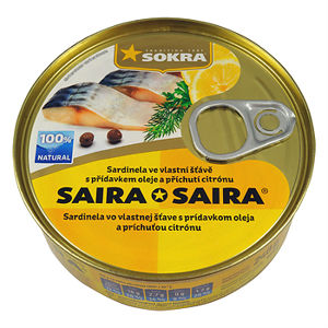 Sokrata Saira sardinky vo vlastnej šťave, citrón 240 g