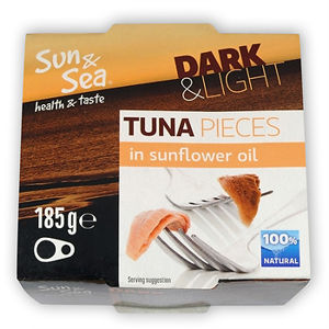 Sun & Sea Tuniak Dark & Light žltoplutvý (kúsky) v slnečnicovom oleji 185 g